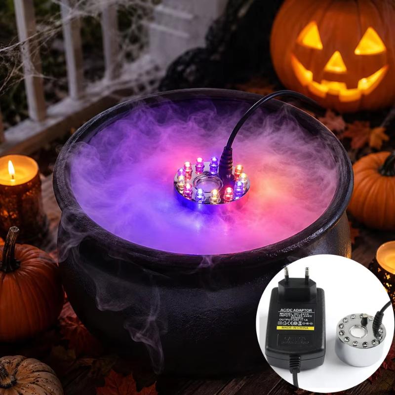 Halloween Fog Machine Mini Color Changing LED Pumpkin Light Pond Fogger for Outdoor Garden Decor