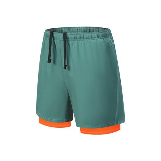 Men Shorts Adjustable Waist Drawstring Fake Two-Piece Design Moisture-Wicking Quick-Drying Running Sport Shorts