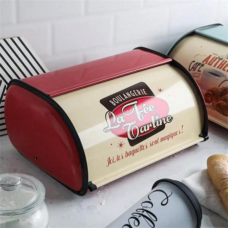 Kitchen Metal Bread Box ,Desktop Food Container ,Outdoor Picnic Snack Box ,Convenient Flip Cover Bread Bin Kitchen Organizer