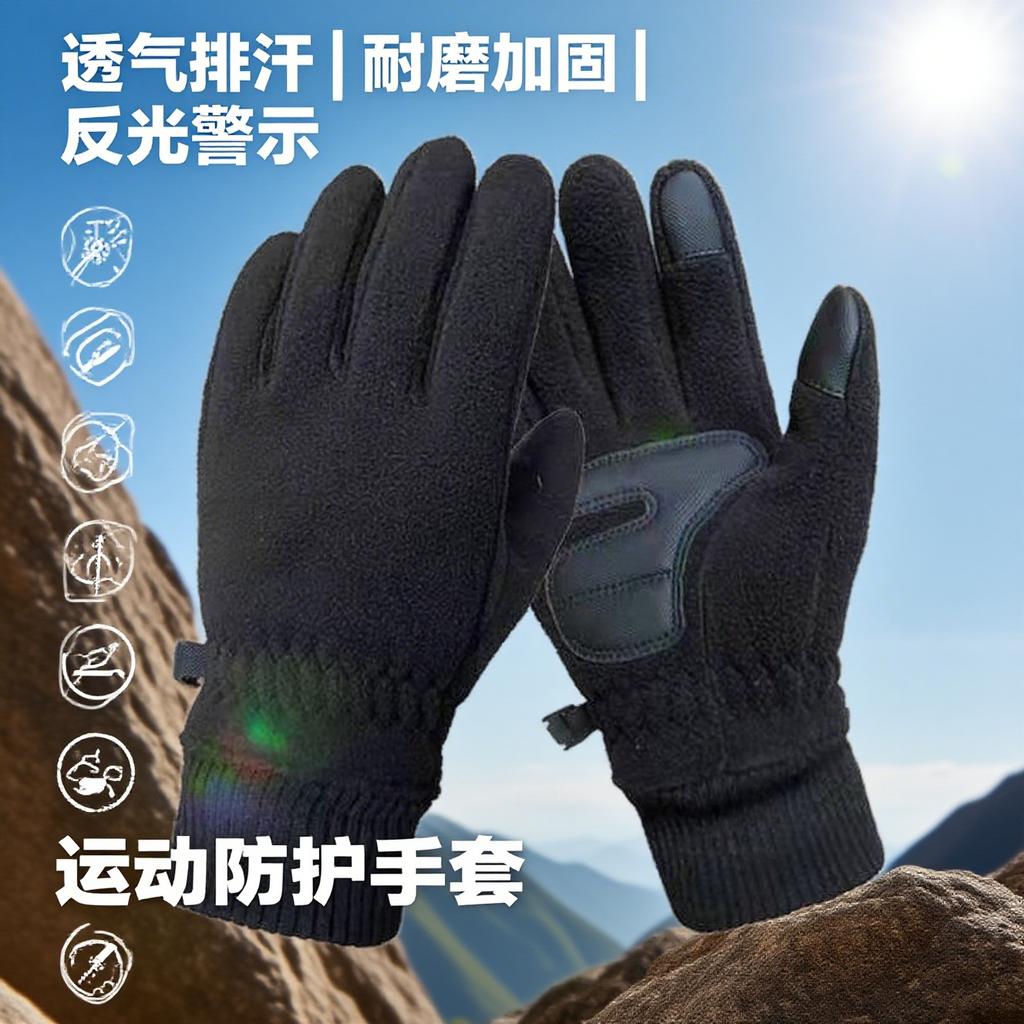 Strictly selected warm gloves, fleece, fleece, thickened, windproof and cold, outdoor cycling sports gloves, warm men and women