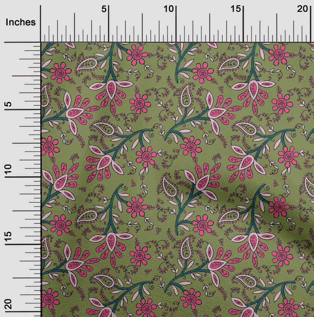oneOone Bavlna Flex Fabric Listy & Floral Block Print Fabric By Yard 40 Inch