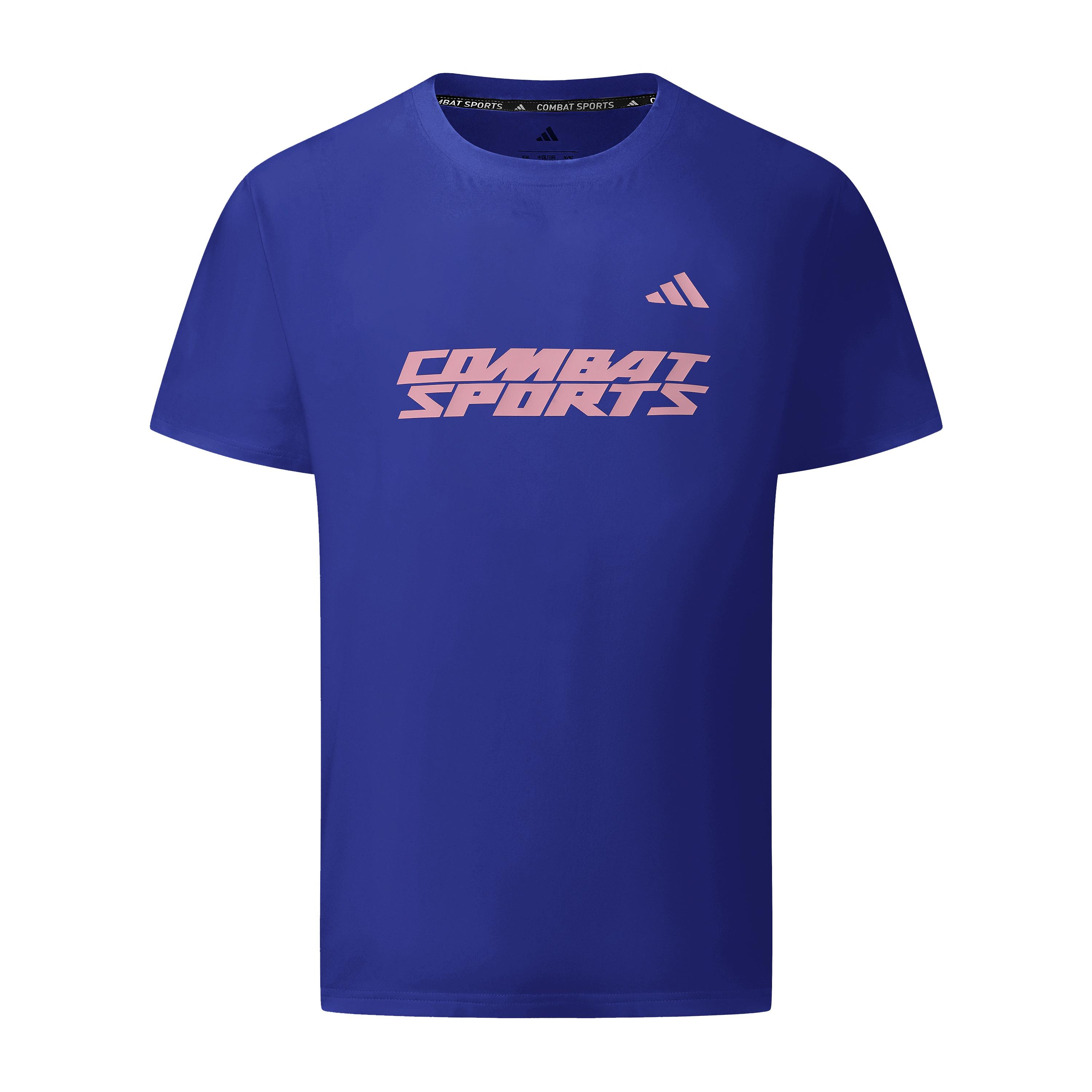 Adidas Crew Neck Short Sleeved T Shirts Unisex Blue Pink CLTS26CS2-BUP L