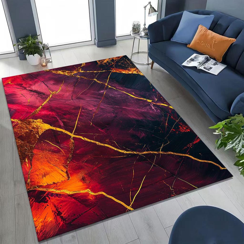 2026 Luxurious Marble Black Green Gold Colorful Stone Texture Rug for Bedroom Living Room Sofa Home Doormat Decor,Non-slip Mat