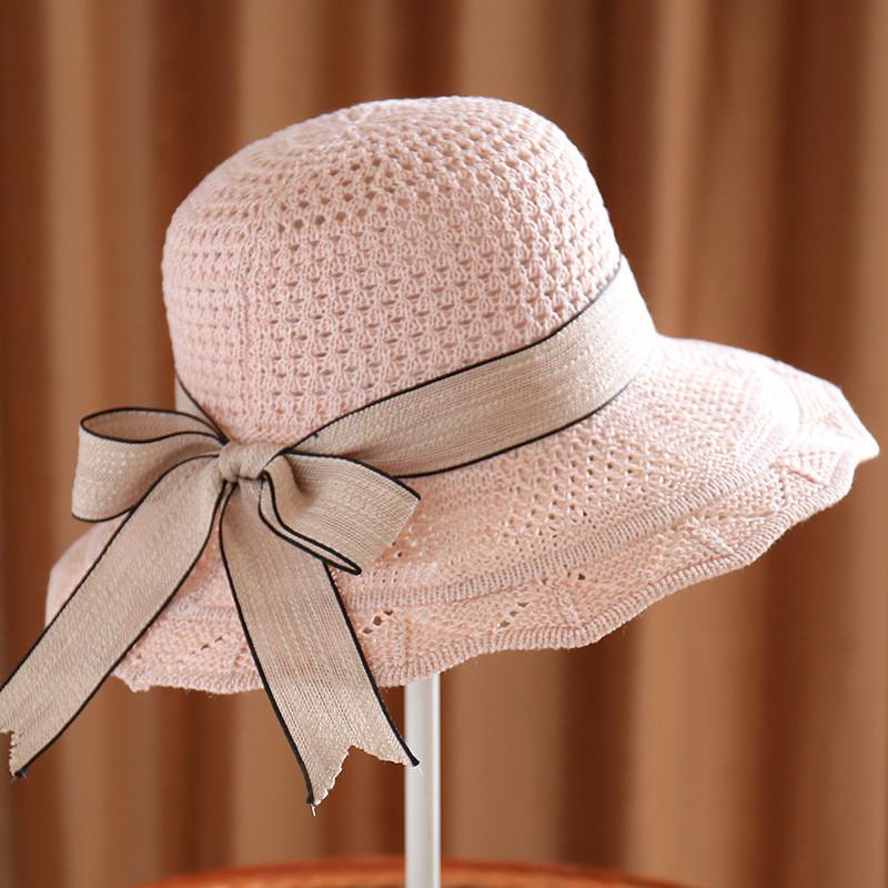 Korean Style Cotton Beach Hat For Women With Wide Brim And Adjustable Fit