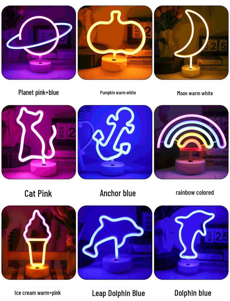 Korean Style Flamingo LED Neon Night Light - Decorative Christmas Fairy Accent with Round Base