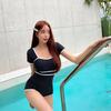 1011 Korean Version of the New Swimsuit Sports Skirt-style One-piece Large Size Sexy Conservative and Thin Hot Spring Women's Swimsuit