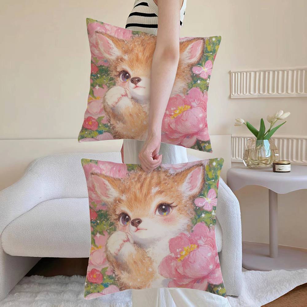 Oil painting style Anime Pillow Case Anti-dustmite Pillowcase Invisible zipper silky Sofa cushion cover