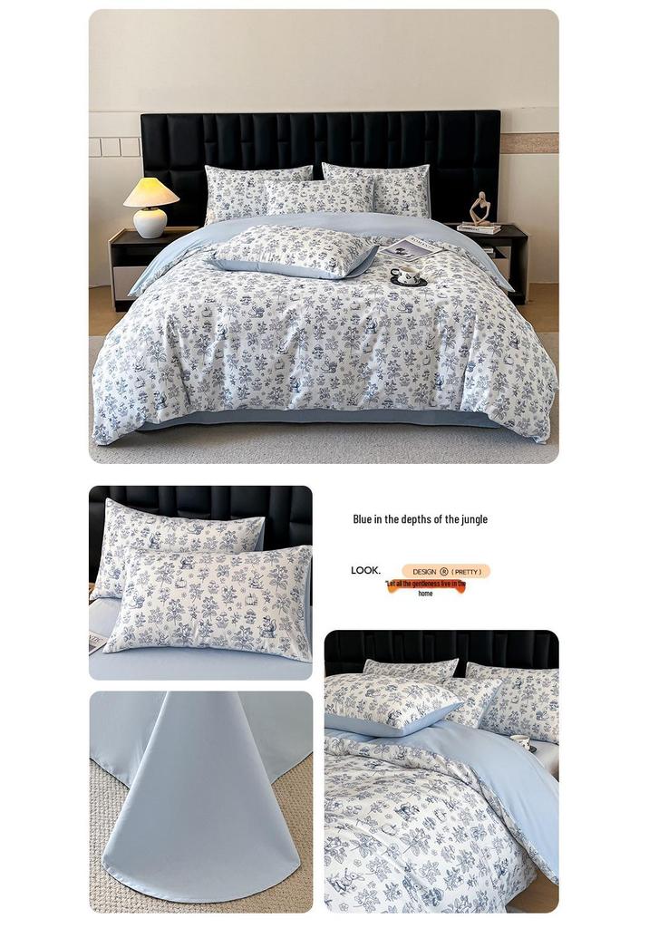 2026 A-Class All Cotton Long-Staple Digital Print Four-Piece Set, No Shedding, Pure Cotton Student Three-Piece Set