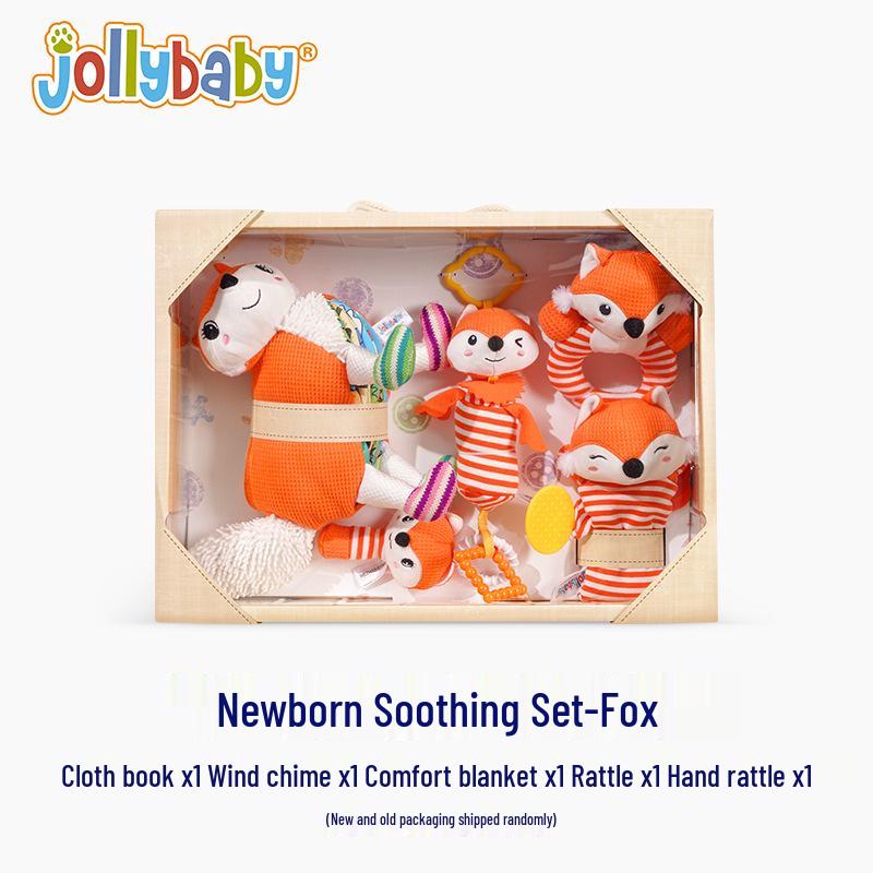 

Подарочный набор для новорожденных Jollybaby: Полотенце, Погремушка, Украшение и Тканевая книга