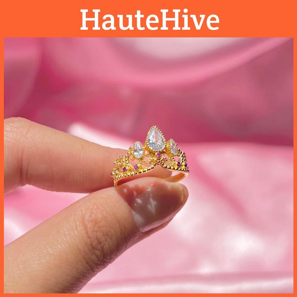 Simulated Diamond Hollow Ring Fashion Adjustable Size Couples Holiday Gift