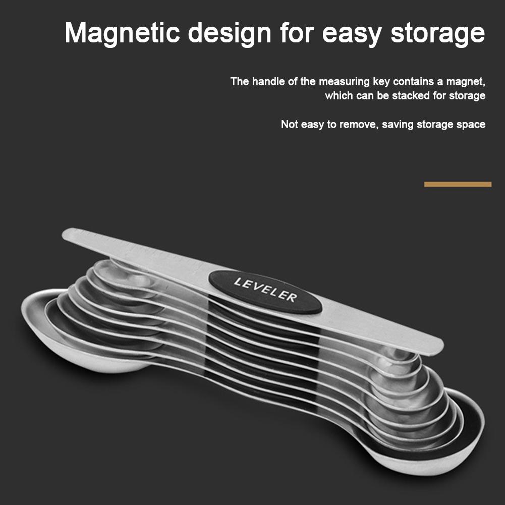 Set lingurițe de măsurat magnetice 9 buc Multifuncțional cu două fețe Stivuibil Linguriță pentru condimente Accesorii de bucătărie