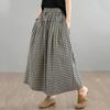 Plus size Vintage plaid high Waist Casual loose spring Summer wide leg Pants Women Trousers
