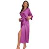 Danny Lin Faux Silk Long Sleeve Nightgown & Tie Bathrobe for Women - Fashionable, Sexy, Casual Homewear