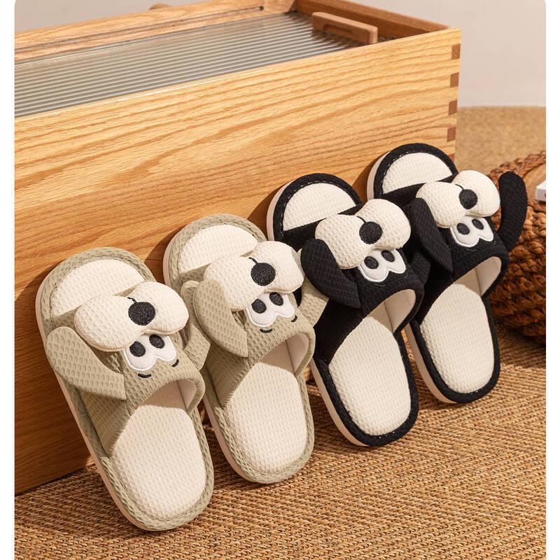 Lidan TZLDN Four-Season Dog Design Cotton Linen Slippers