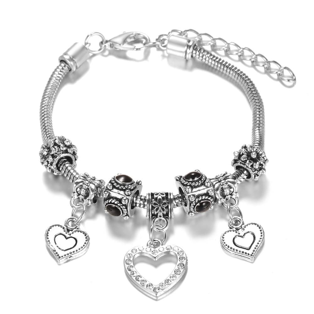 Multi Style Rhinestone 6 Color Beaded Bangle Lobster Buckle Adjustable Snake Chain Elephant Bracelet Pendant Woman Jewelry Gift