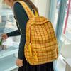 Simple Plaid Nylon Backpack Retro Large Capacity Casual Backpack with Multiple Pockets Suitable for Daily and Student Use