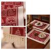 Polyester Christmas Table Runner Cartoon Pattern Santa Claus Pattern Table Flag Multi-Color Tassel Snowflake Pattern