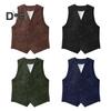 Men Corduroy Vest Coat V-neck Sleeveless Single Breasted Buttons Waistcoat with Pockets Solid Color Vest Jacket