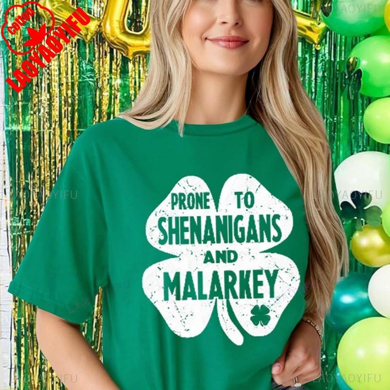 Womens Tshirt St Patricks Day Graphic Tops Funny Short Sleeve Shamrock Shirts Cute St Pattys Printed Tee Unisex Cotton Camisetas