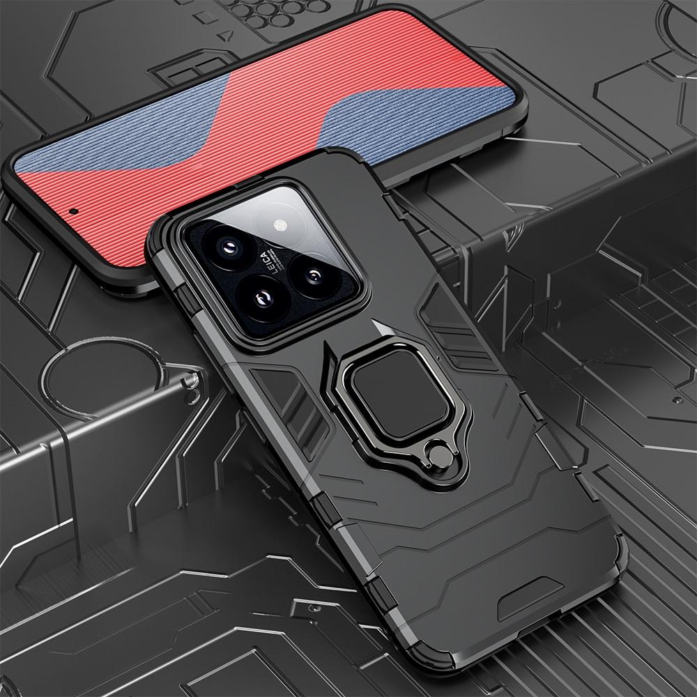 

Противоударный защитный чехол KEYSION для Xiaomi 14 Pro 5G, силиконовый + ПК, металлическое кольцо-подставка, чехол для телефона для Xiaomi 13 Pro 13 Lite 13 Ultra for Xiaomi 13 Pro чёрный