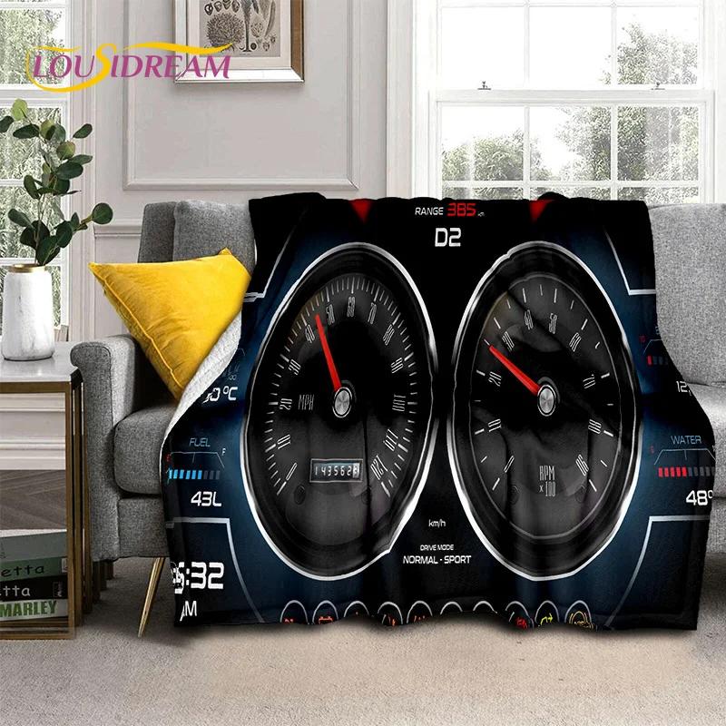 3D Car Dashboard Machine Control Screen Racing Soft Flannel Blanket for Beds Bedroom Sofa,Throw Blanket for Outdoor Leisure Nap