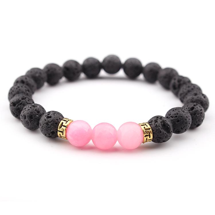 Handmade Imperial Stone & Volcanic Beaded Elastic Bracelet Necklace Set