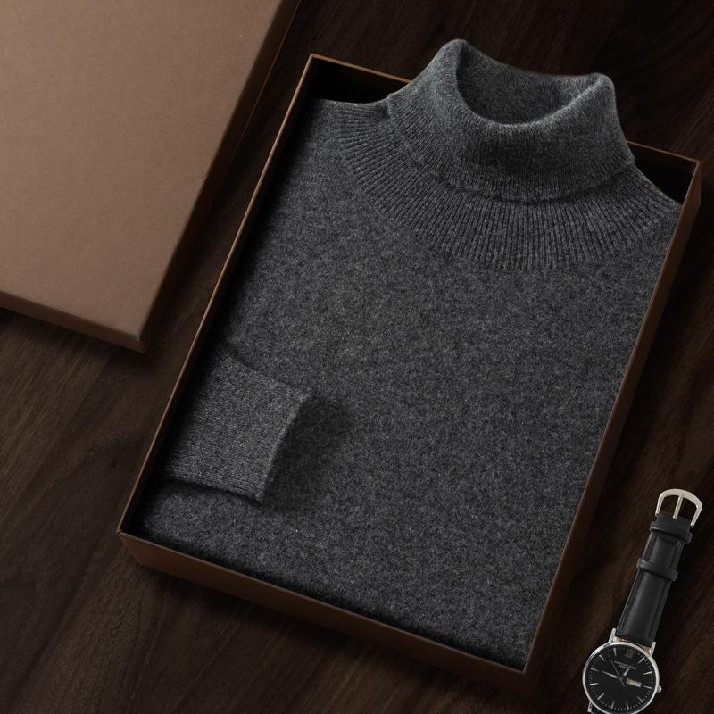 New cashmere sweater men's semi-turtleneck pure cashmere sweater men's loose bottoming cashmere knitted sweater