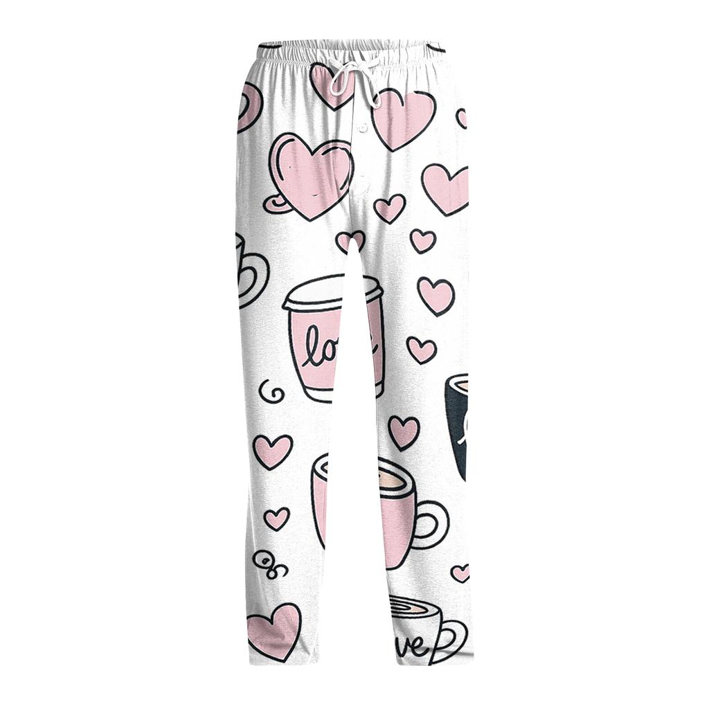 Men's Valentine's Day Printed Drawstring Long Pants Casual Pajamas