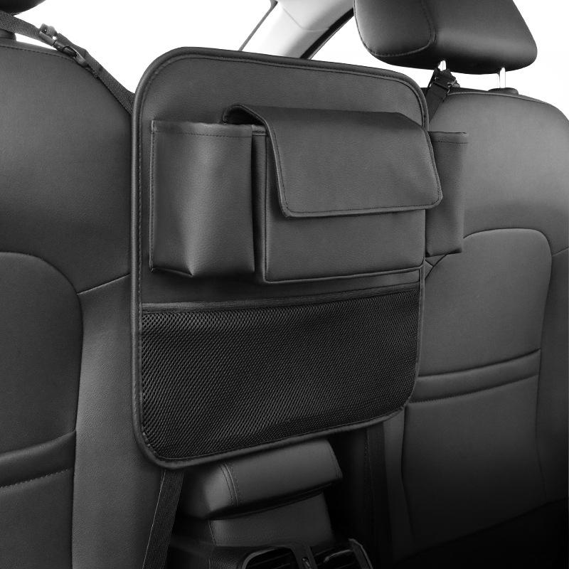 Car Seat Middle Storage Organizer Leather Armrest Hanging Cup Tissue Bag Holder Phone Glasses Ipad Pocket For Rear Seat Interior