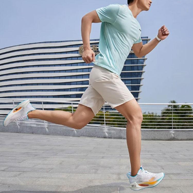 Li Ning Fitness Series Solid Color Logo Straight Leg Quick Dry Shorts Men shorts Oat-Gray AKST625-3