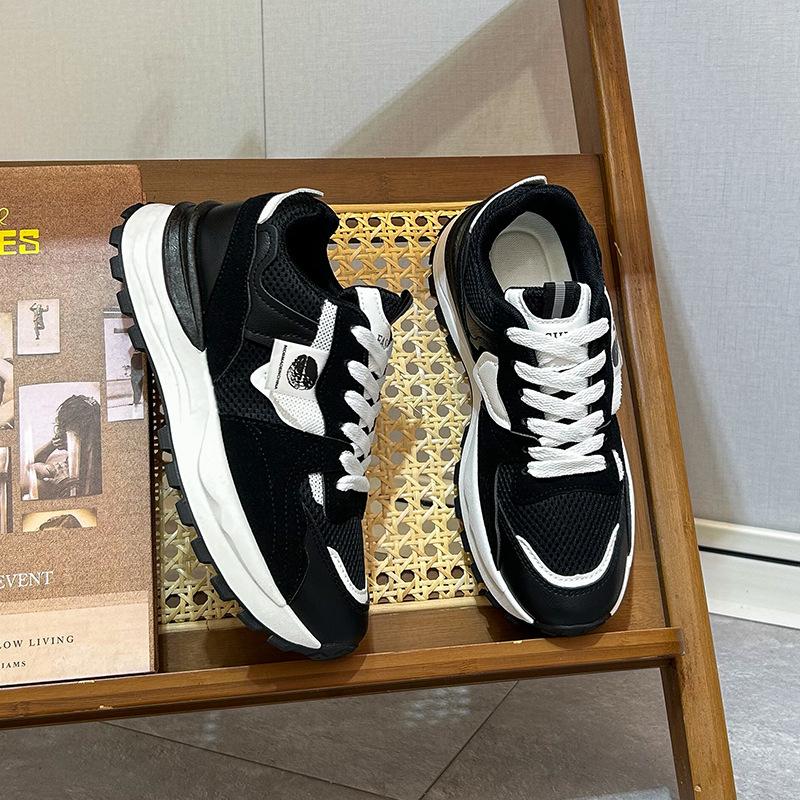 

23 весенние новые туфли для папы на толстой подошве, женские дышащие туфли Форрест Гамп, повседневная обувь в корейском стиле с круглым носком, студенческая спортивная обувь 40