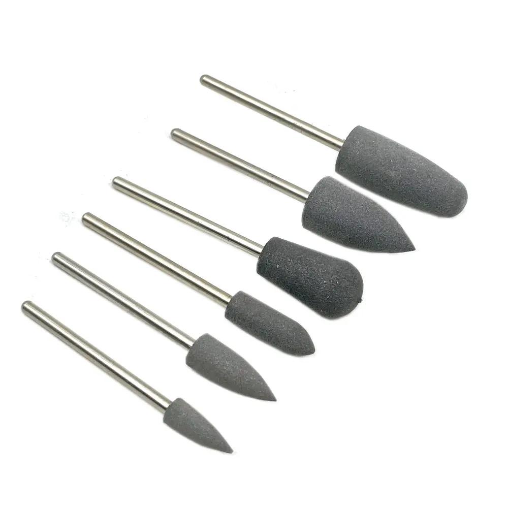 6pcs/10pcs Silicone Rubber Dental Polishing Polisher Grinders Nail Drill Bits for Electric Manicure 2.35mm Shank
