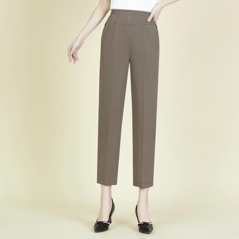 Summer Capris for Middle-Aged & Elderly Women – Lightweight Elastic High-Waist Straight-Leg Pants