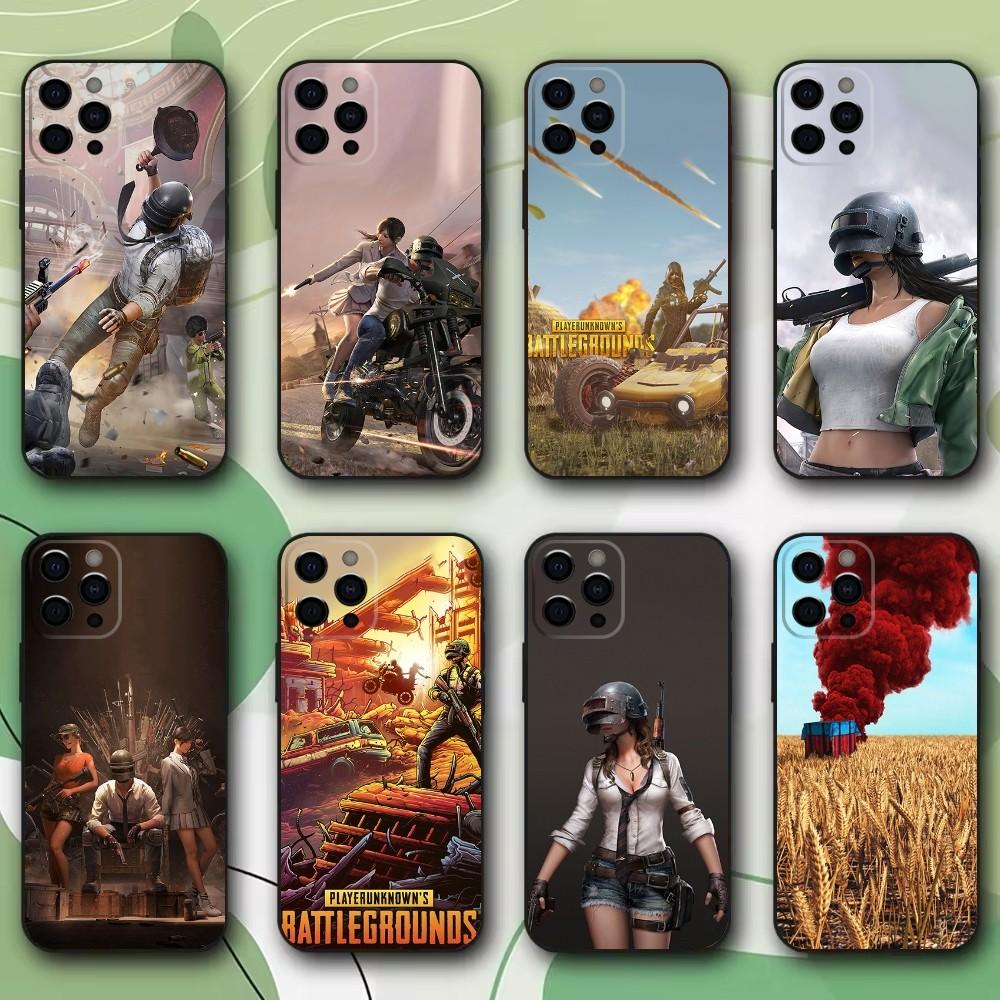 Game P-PUBG Phone Case For iPhone 16,15,14,13,12,11,Pro,X,XS,Max,XR,Plus,Mini Soft Black Cover