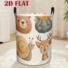 1pc, Autumn Themed Cartoon Animal Storage Basket, Suitable For, Bedroom Decorative, Round Shape with Handles, Laundry Baskets