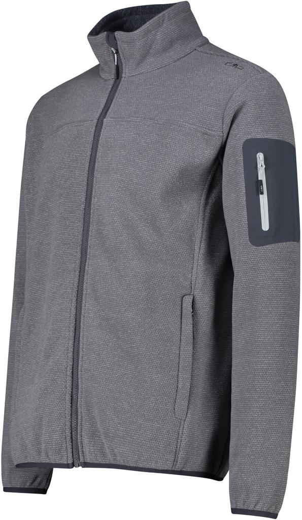 Men's Jacket CMP Fleece Jacquard-Knit-Tech Jacket (38H2237) Men's Fleece Jacket Jacquard-knit-tech with Diamond Pattern Grey/titanium
