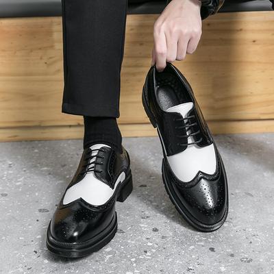 Men Business Brock Leather Shoes European American Breathable Anti-slip Lace-up Business Office Fashion Formal Shoes Sizes 38-46