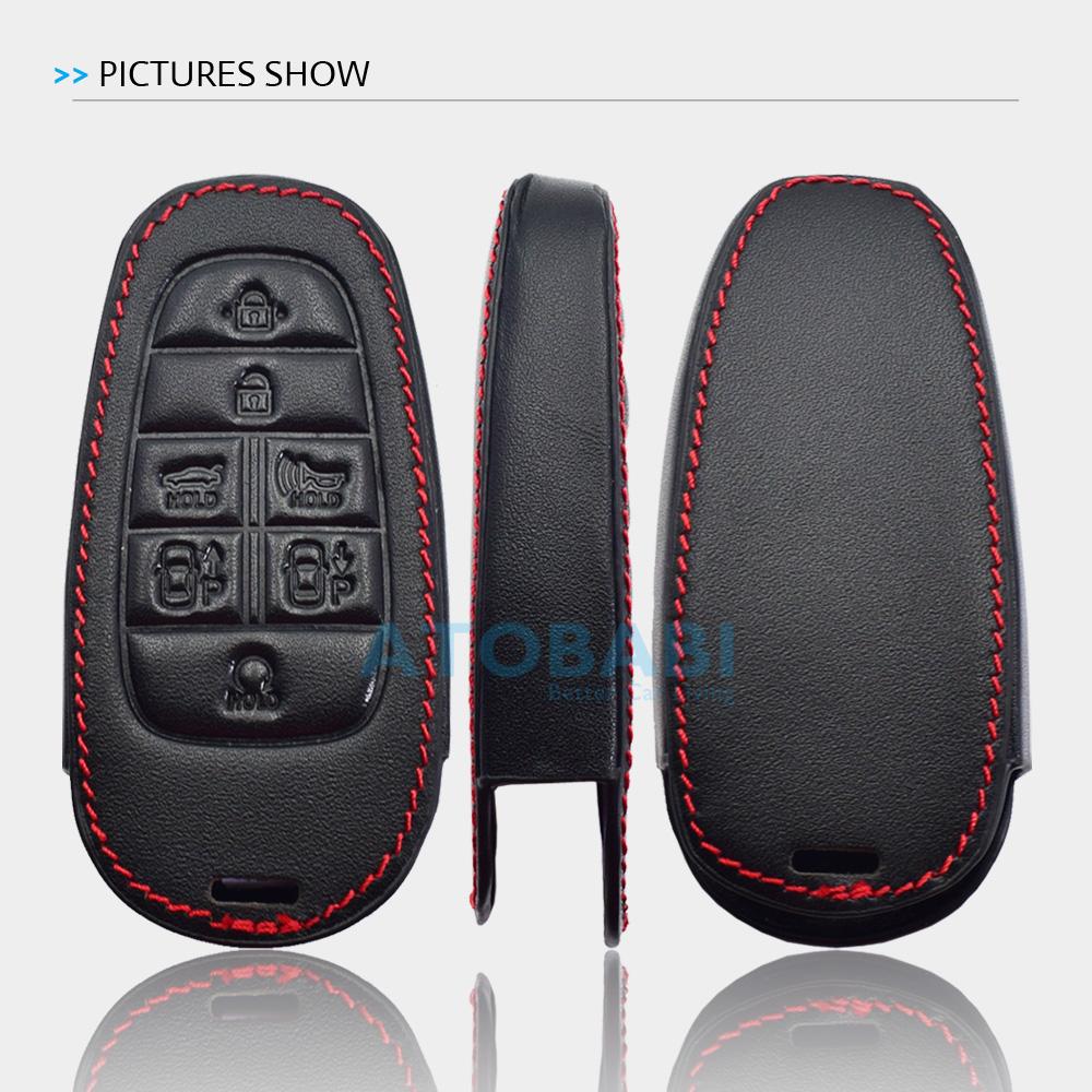 Atobabi Leather Car Key Case Keychain For Hyundai Tucson Nexo Santa Fe Azera Sonata   Smart Remote Control Protect Cover