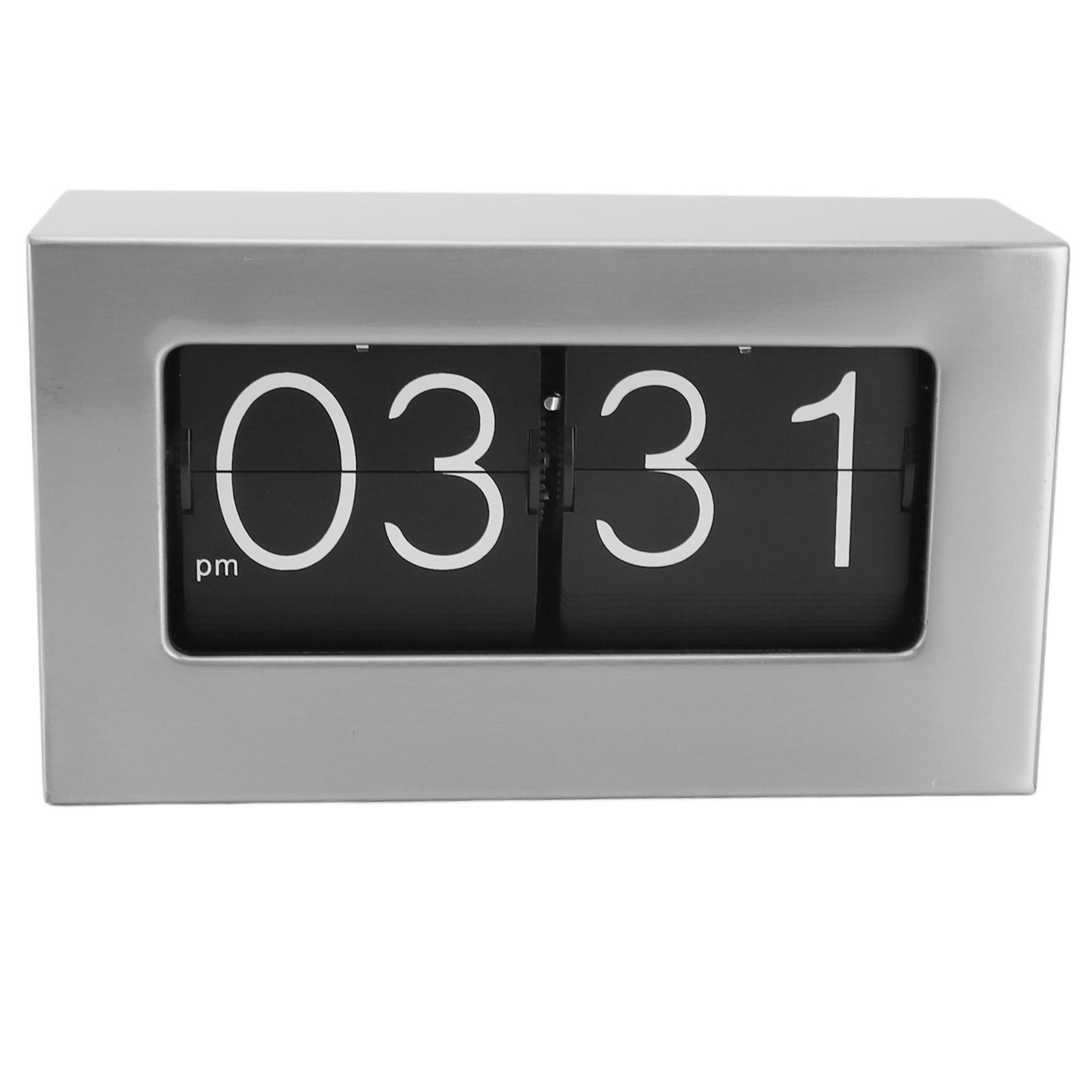 

Auto Flip Clock 12H Stainless Steel Retro Style Clear Display Flip Down Clock for Home Living Room Office
