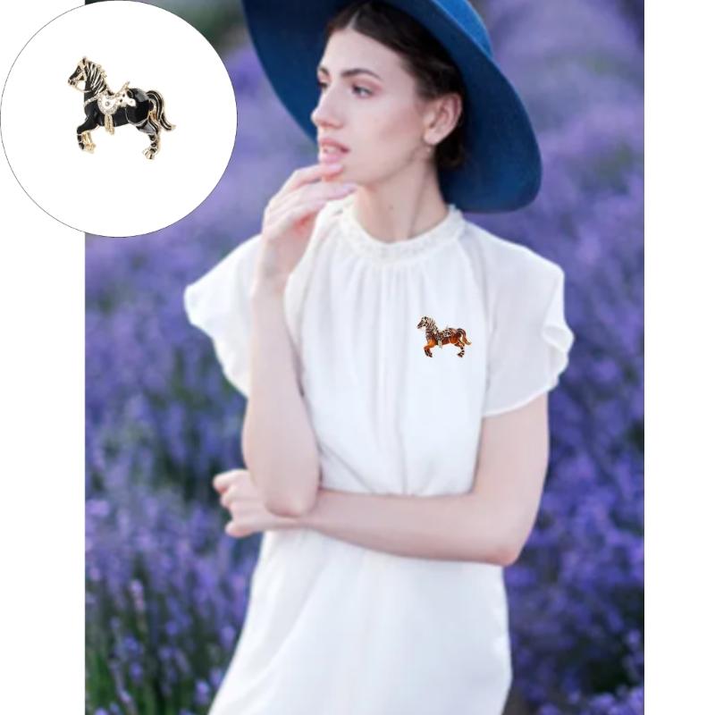 Sturdy Alloy Chinese Zodiacs Horse Brooch for Fashion Accessories and Special Occasions