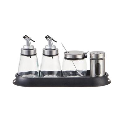 Dierun Tabletop Rotary Stainless Steel Condiment Set