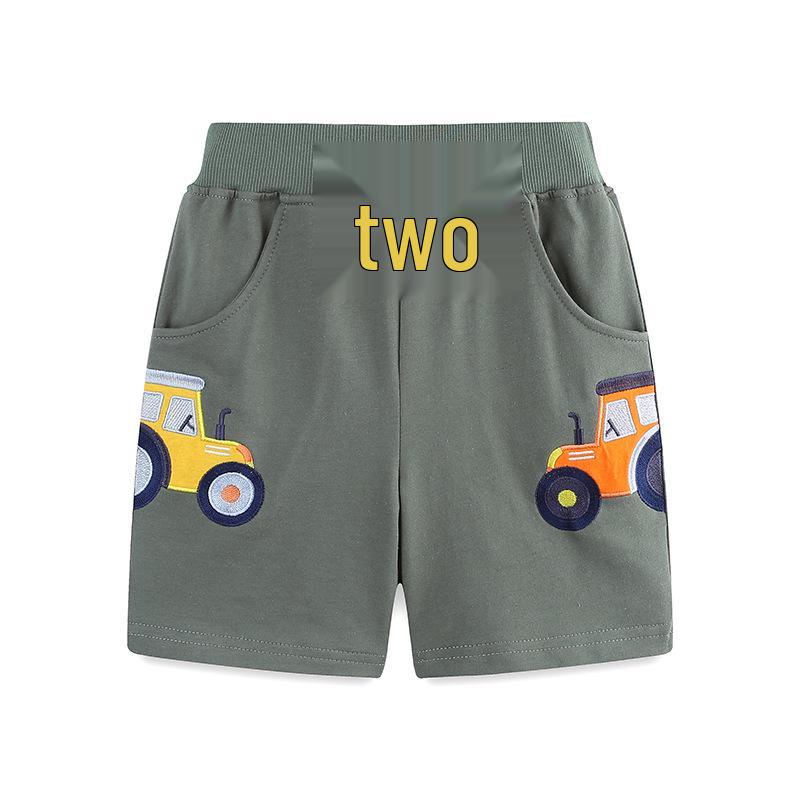 European Boys Summer Shorts with Cartoon Car Embroidery 3Y