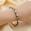 Exquisite Painting Enamel Flower Bangle Lightweight Metal Rhinestone Thin Bracelet  Beach Vacation