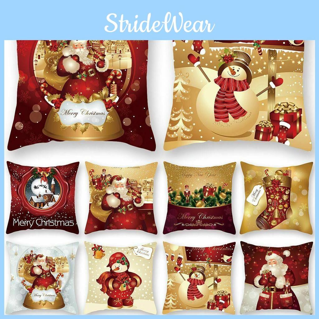 Cover Christmas Cushion 3d Pillow Case Sofa Throw Xmas Decorations Santa Snowman