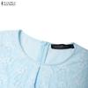 ZANZEA Women Casual Round Neck Lace Patchwork Elegant Short Sleeve Dress