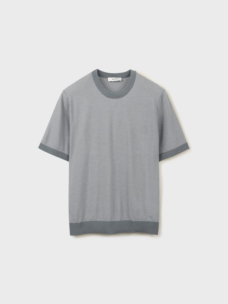 EDITION Men'S Micro Two-Tone Round Neck Short Sleeve Sweater_Neg2Er1931