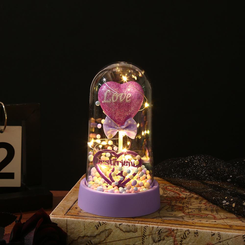 1PC New Love Lover Gift, Acrylic Cover Couple Luminous Desktop Ornament, Creative Eternal Flower Decoration