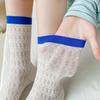 Xiaohongshu Same Summer Thin Mesh Breathable Cutout Socks Trendy Versatile Simple Contrasting Mid-Leg Socks