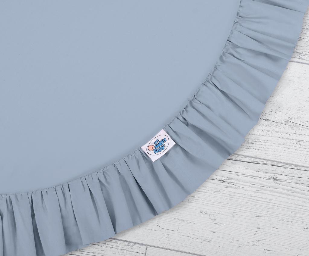 Play mat with ruffles - dirty blue