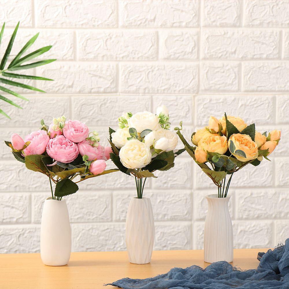 30cm 9 Head DIY Decor Home Ornament Wedding Party Decoration  Rose Bouquet Artificial Flowers  Silk Peony